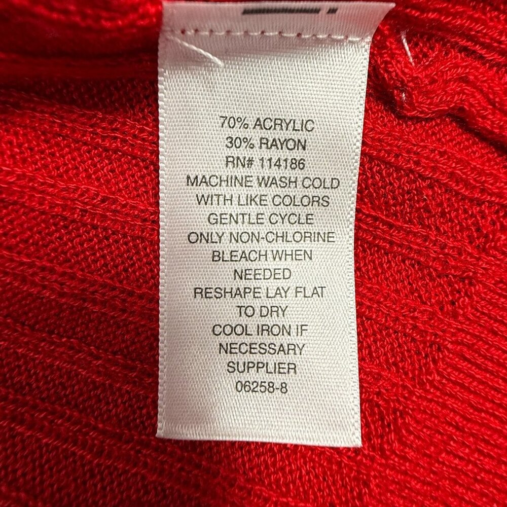 Liz Claiborne Cardigan Sweater Womens S Red Open Front Ribbed Knit Pockets NWT - Picture 8 of 8